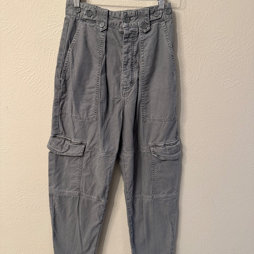 Agolde Mila Utility Pant cargo barrel leg button fly gray size 24 great!